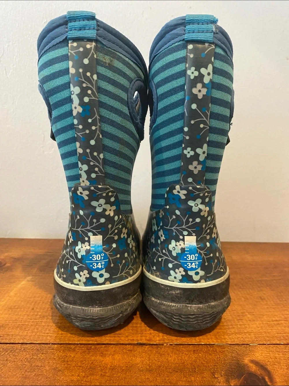 Bogs Kids Teal & Navy Floral Waterproof Boots
